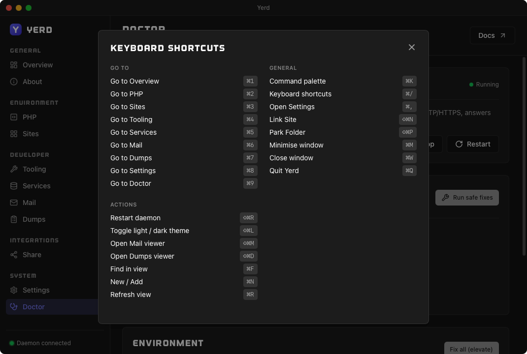 The keyboard shortcuts overlay
