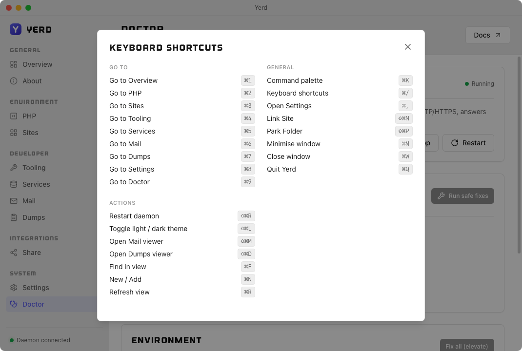 The keyboard shortcuts overlay