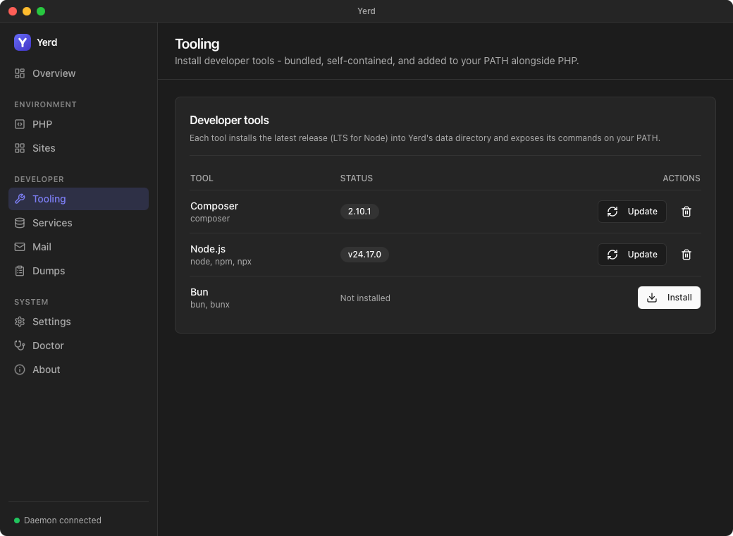 Tooling page