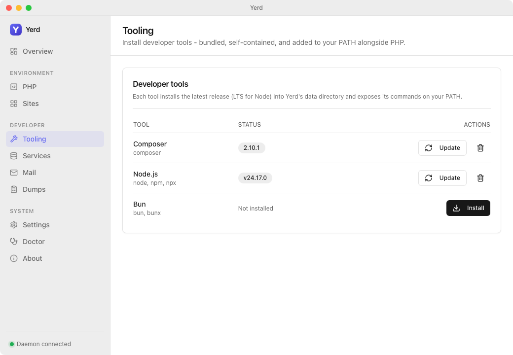 Tooling page