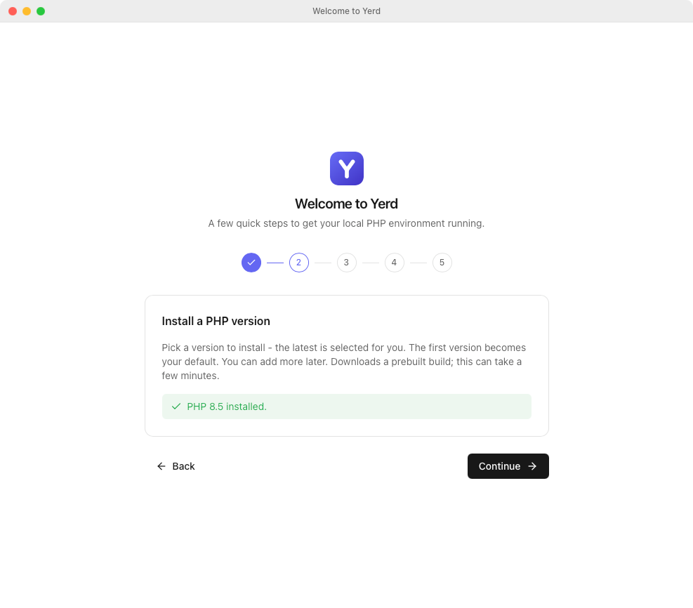 Welcome journey step 2: install a PHP version